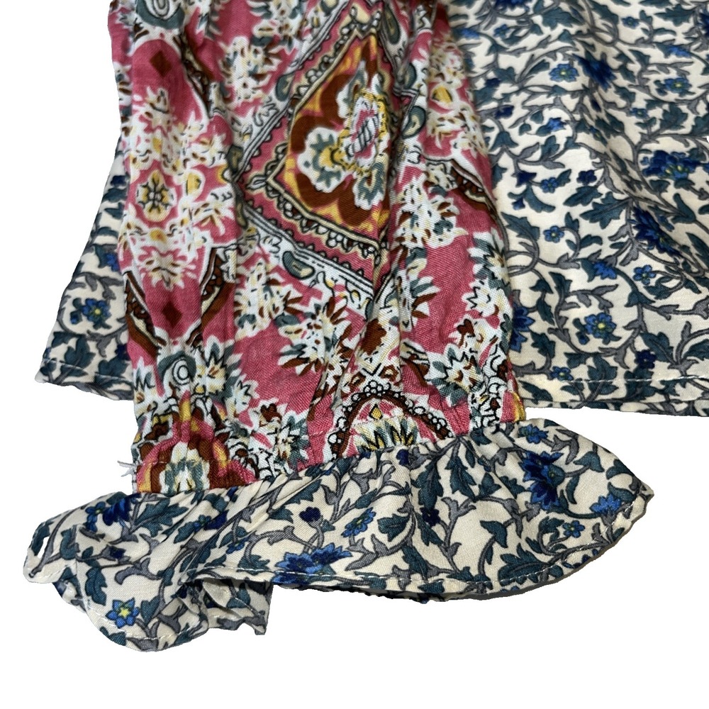 Thml Boho Colorblock Shirt Blouse Large Cottagecore Victorian Long Sleeve Top - Picture 2 of 7